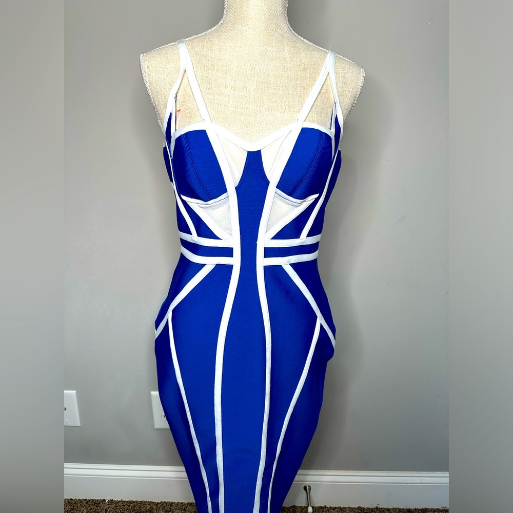 Party dress blue and white